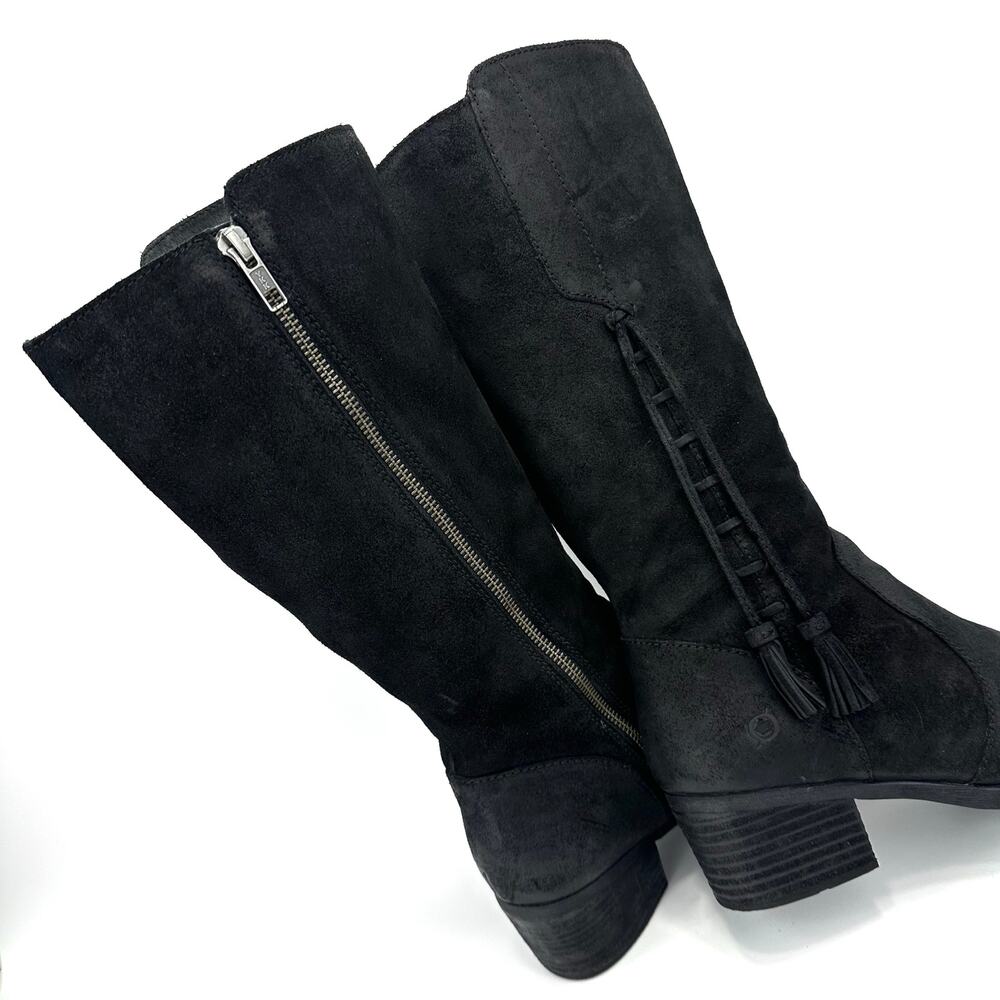 Born Women Mid-Calf Riding/Western Boot Size 9M Black Leather Knee-High Bootie - Picture 10 of 13